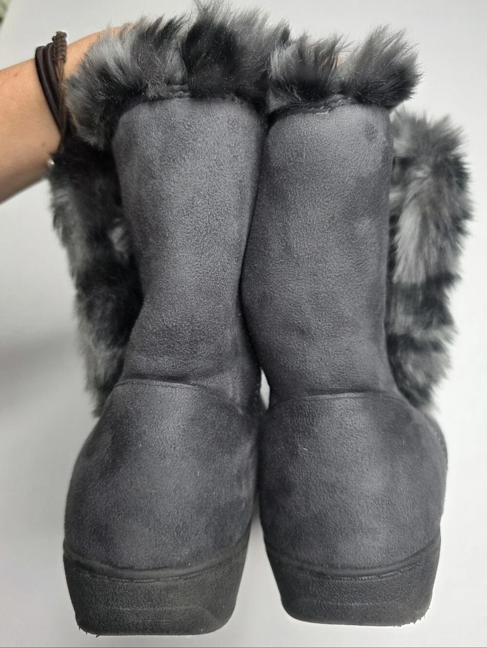 Vionic Fairfax Womens Boots Size 6 Gray Faux Fur Lined Orthaheel Slip On Ease